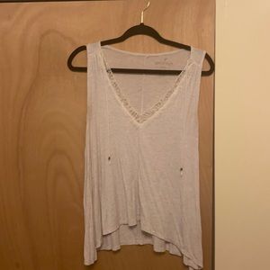 Sand colored tank top with lace accent